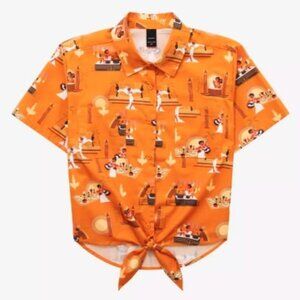 Disney Princess & the Frog Tiana's Palace AOP Women's Tie-Front  NWT Size  LG